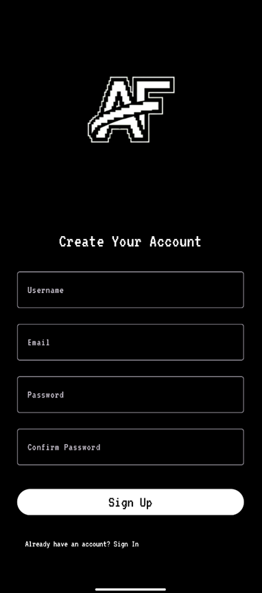 Screenshot of the Sign Up screen